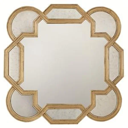 Mirror with Decorative Shaped Frame and Insets of Antiqued Mirror Glass